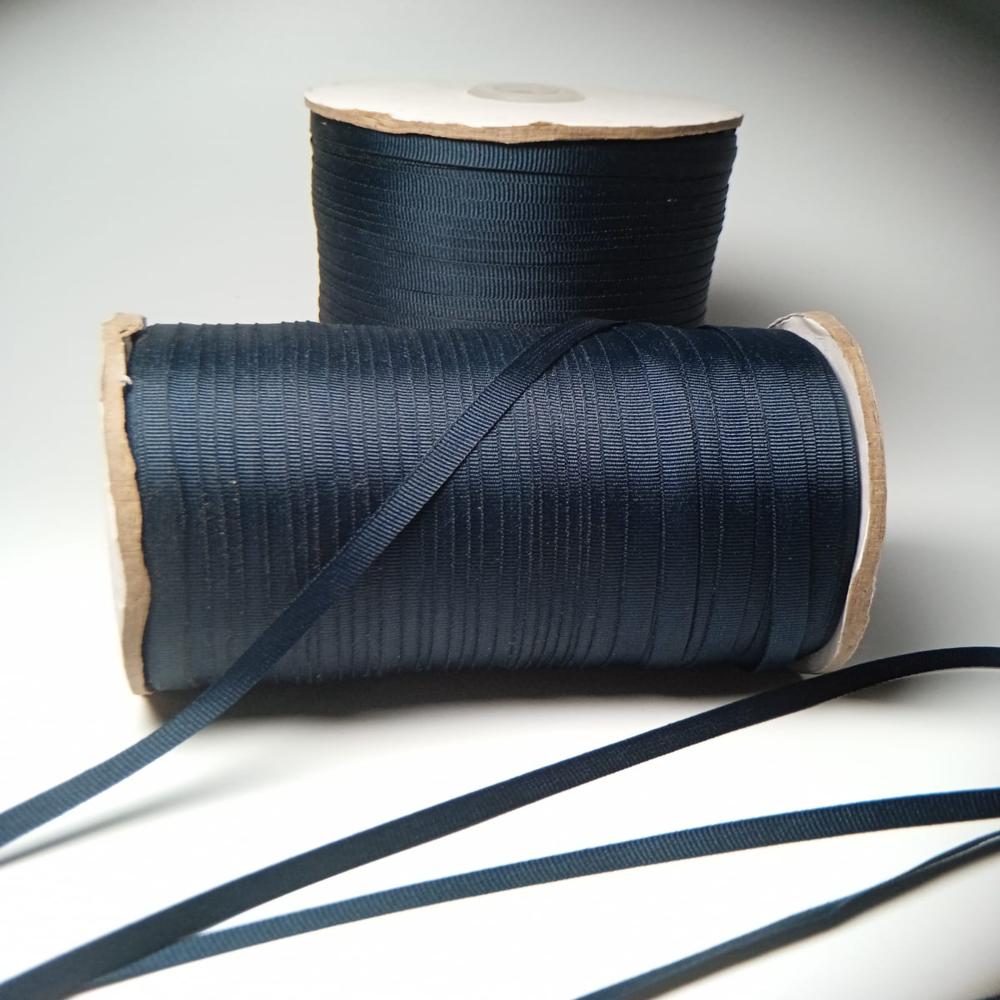 Polyester Grosgrain Ribbon, Navy Blue, 200 Metres, Solid Colour