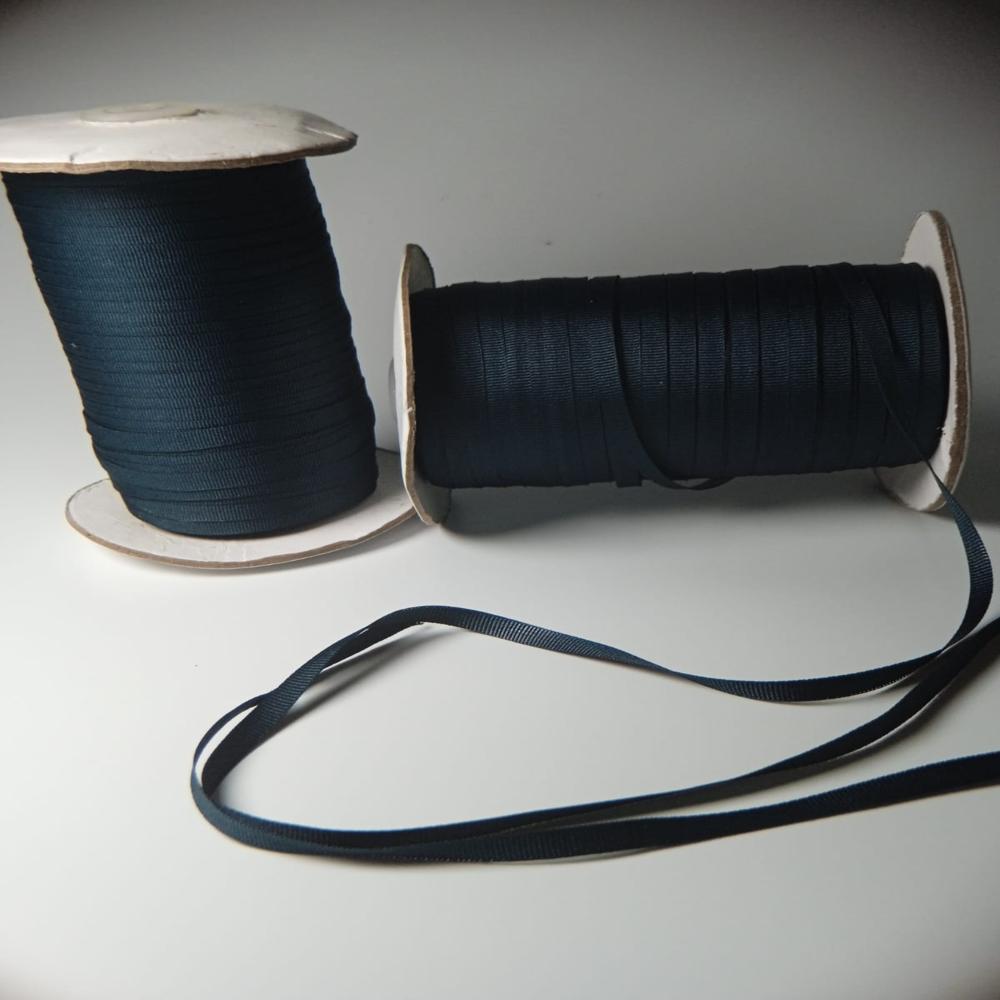 Polyester Grosgrain Ribbon, Navy Blue, 200 Metres, Solid Colour