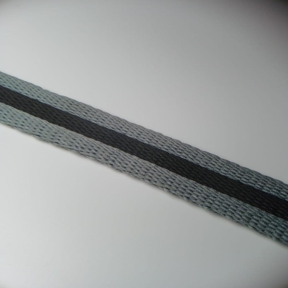 Polyester Cushion Webbing, 25mm Width, Grey-black Stripped