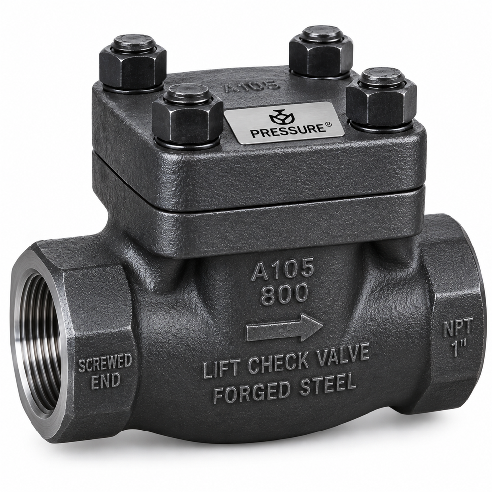 Forged Steel Check Valve - A105, F9, F11, F22, F51, F304, F304L, 15mm-50mm, Black | OS & Y Design, Renewable Seat Rings, High Pressure ANSI Ratings 800#-2500#