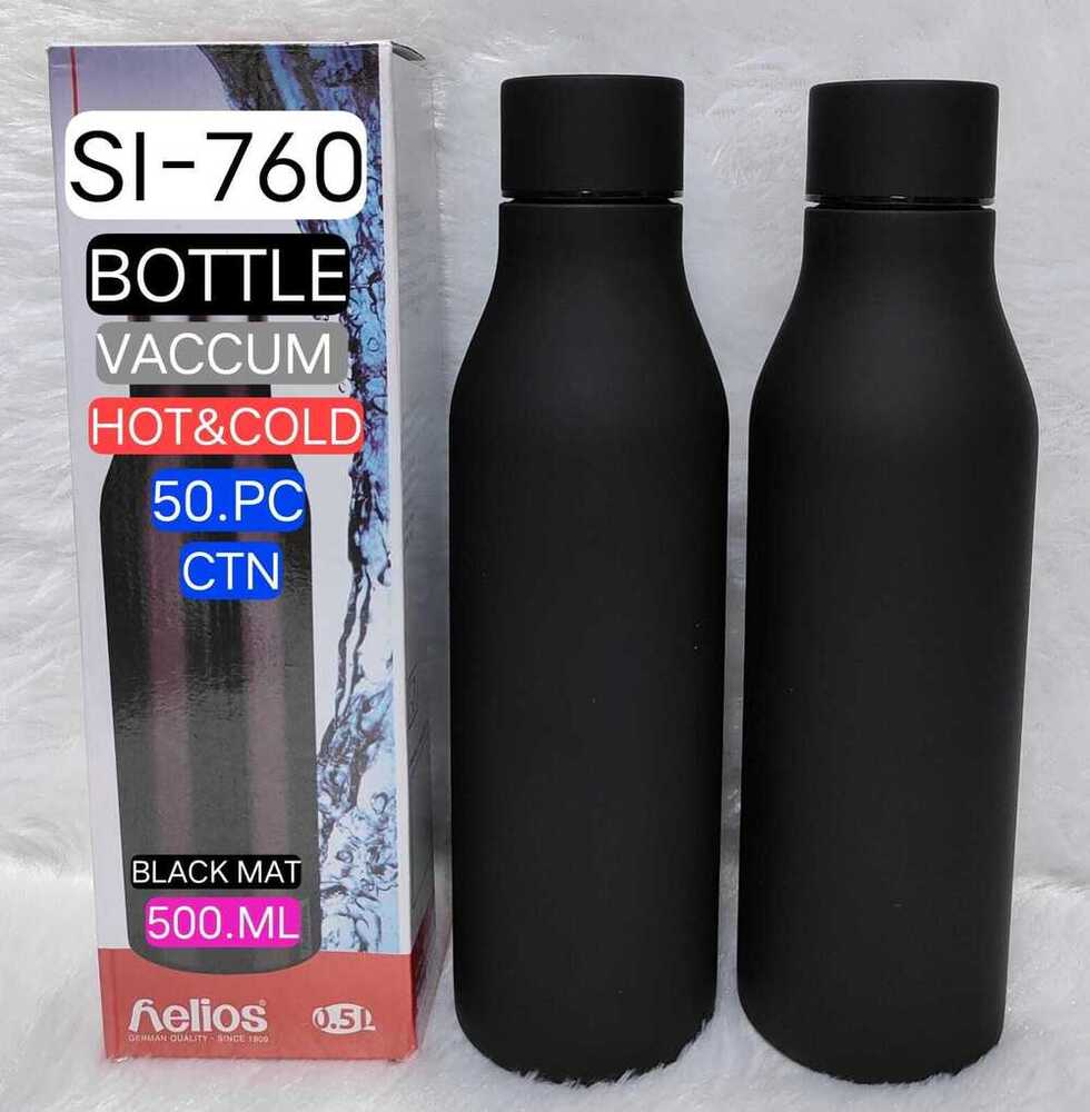 500Ml Stainless Steel Double Wall Mate Finish Water Bottle - Color: Black
