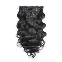 3 Sets of Clip in Hair Extensions Real Human Hair Wavy Hair 100% Human Hair Extensions Brazilian Remy Soft Hair Natural Black