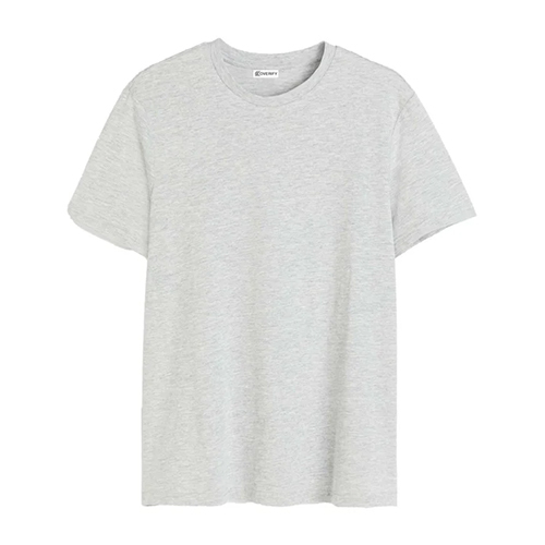 Plain Cotton Melange Grey T Shirt