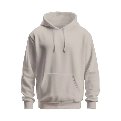 Plain Cotton Beige Hoodie For Men