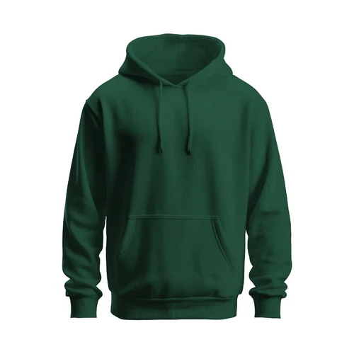 Plain Cotton Dark Green Hoodie