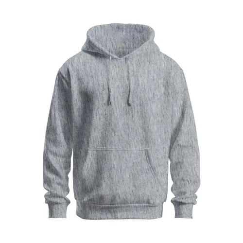 Plain Cotton Melange Grey Hoodie
