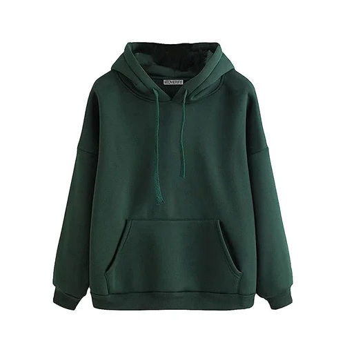 Men Plain Bottle Green Hoodie