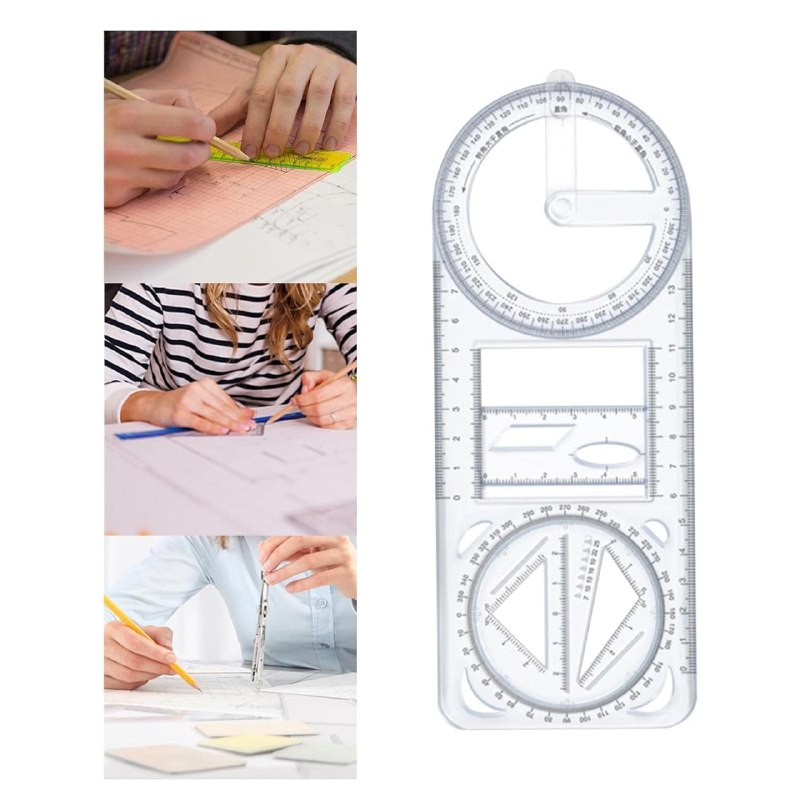 Multifunctional Geometric Ruler - Color: White