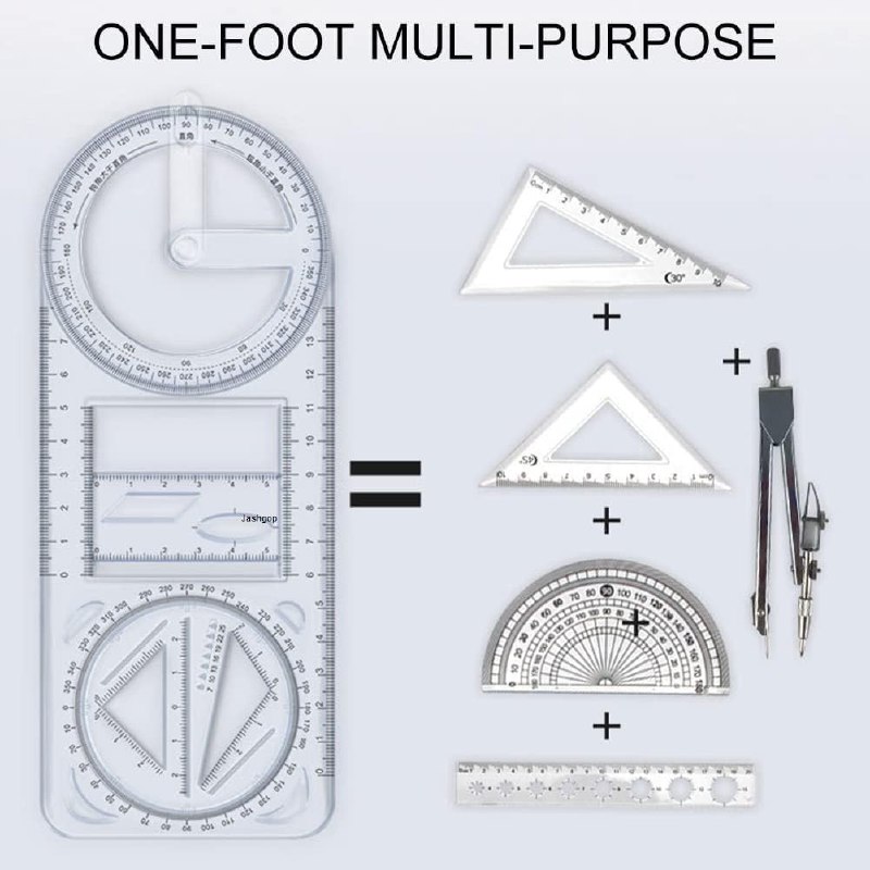 Multifunctional Geometric Ruler - Color: White