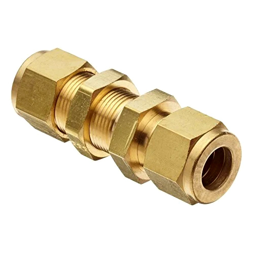 Brass Bulkhead Union - Finishing: Gold