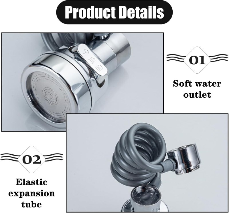 360 Rotatable Sink Faucet Extender Aerator - Color: Silver
