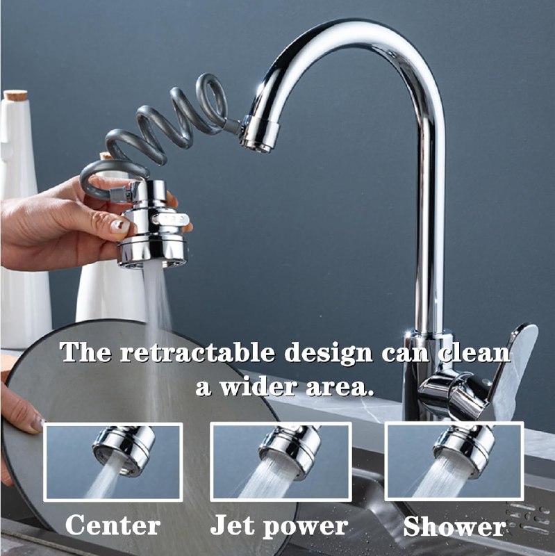 360 Rotatable Sink Faucet Extender Aerator - Color: Silver