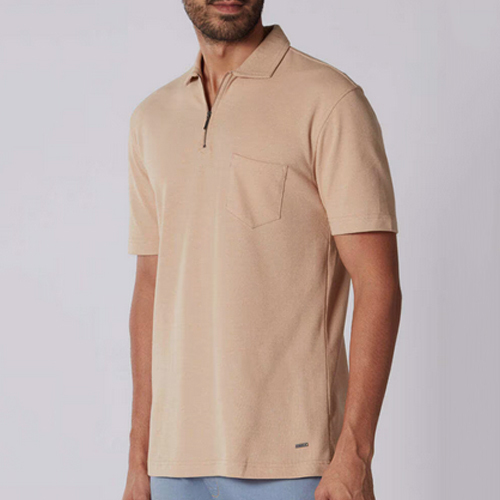 Half Sleeves Zipper T-Shirt For Mens