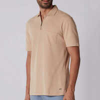 Half Sleeves Zipper T-Shirt For Mens