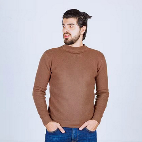 Cotton Plain Long Sleeve T-Shirt - Color: Brown