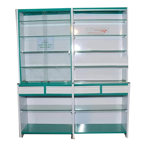 Medical Store Display Rack - Color: Green And White