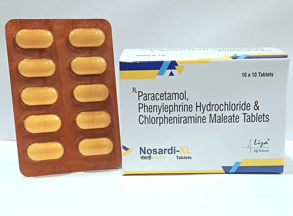 NOSARDI -XL TAB Paracetamol 500mg, Phenylephrine Hydrochloride 10mg, Chlorpheniramine Maleate 2mg | Multi-Symptom Relief for Cold & Allergy