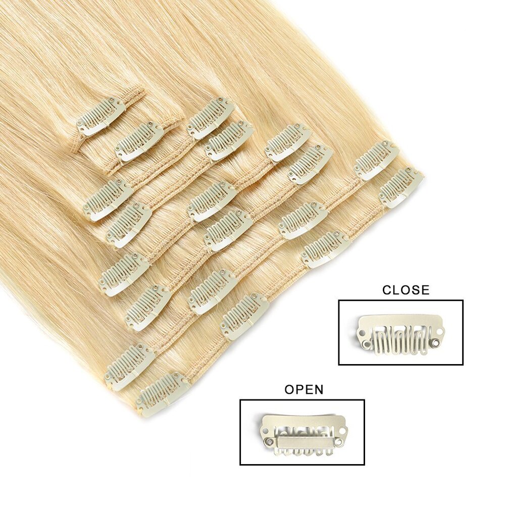 Premium Womens Straight Double Weft Thick Remy Hair Extensions Clip in on Human Hair for Short Hair