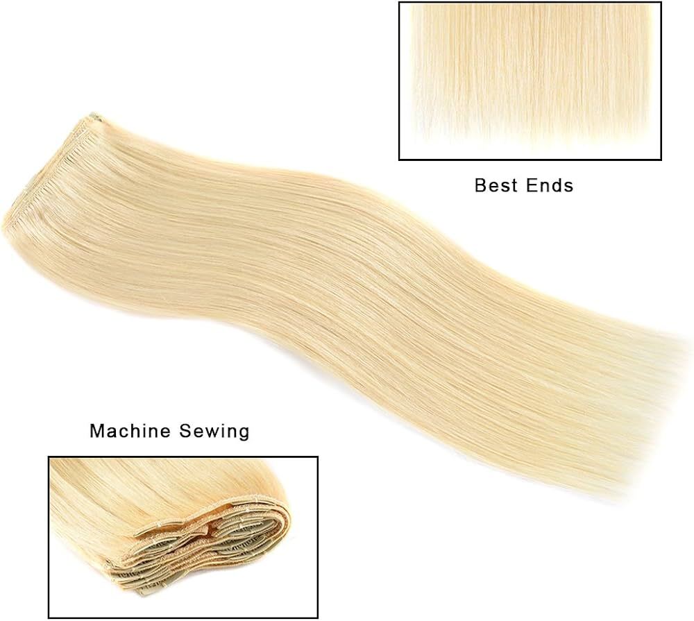 Premium Womens Straight Double Weft Thick Remy Hair Extensions Clip in on Human Hair for Short Hair