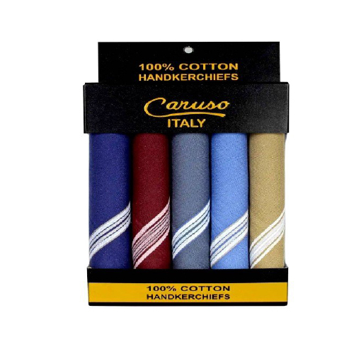 Caruso Italey Mens Pure Cotton Premium Handkerchief Set Of 5 Pcs