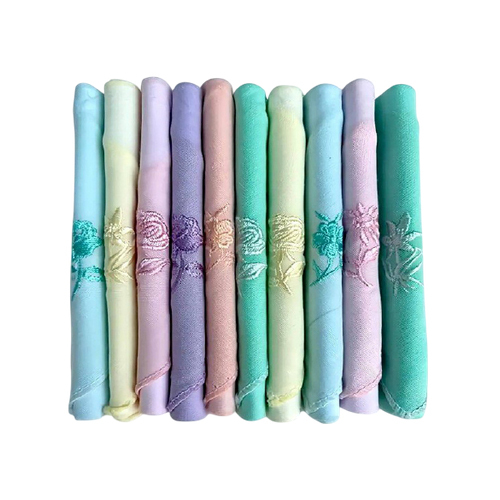 Caruso Italy Womens Embroidered Handkerchief Pack of 10