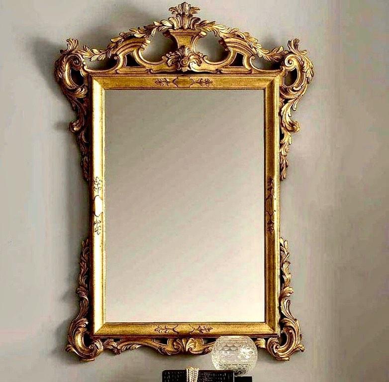 Classic Ornate Hand-Carved Teak Wood Mirror Frame