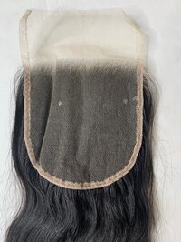 Indian 100% Human Hair 5X5 Lace Closure Wavy With Invisible Knots