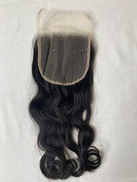 Indian 100% Human Hair 5X5 Lace Closure Wavy With Invisible Knots