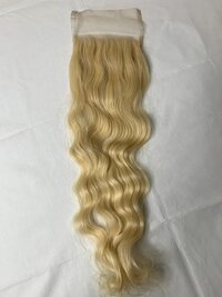 613 Blonde Raw Indian Hair Wavy Transparent Lace Closure 5x5 with Invisible knots For Natural Look