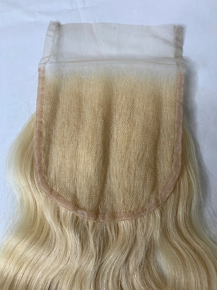 613 Blonde Raw Indian Hair Wavy Transparent Lace Closure 5x5 with Invisible knots For Natural Look