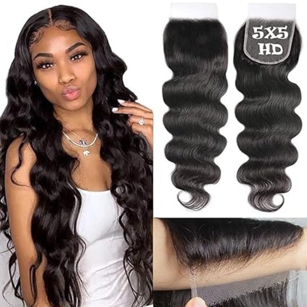 Lace Closure 4X4 Machine Made Closure Unprocessed Human Hair Natural Black Brazilian Virgin Human Hair(16Inch)