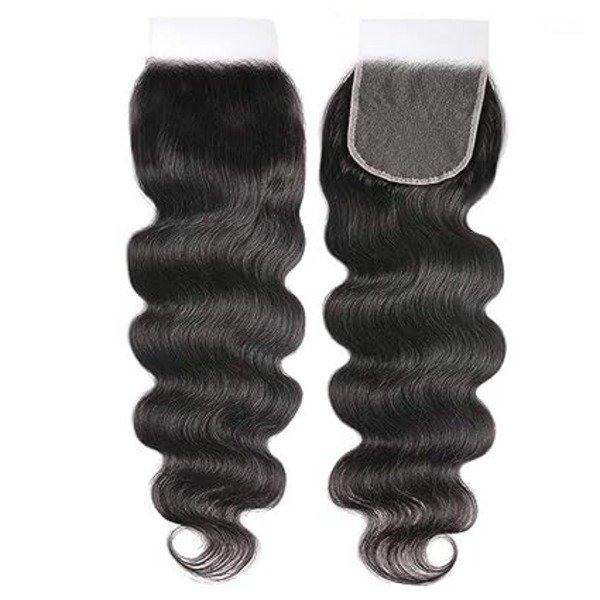 Lace Closure 4X4 Machine Made Closure Unprocessed Human Hair Natural Black Brazilian Virgin Human Hair(16Inch)