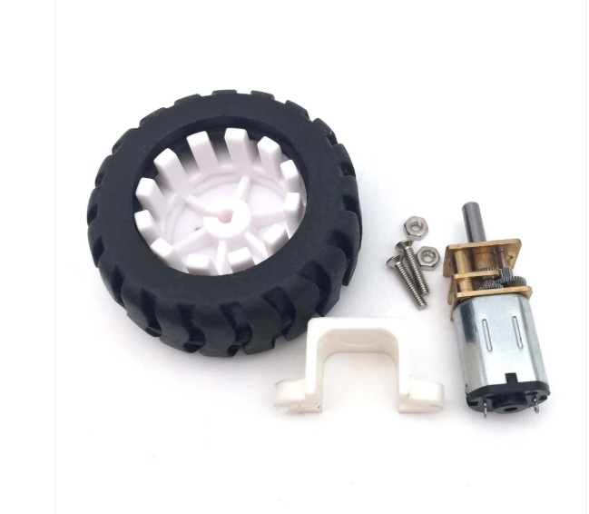 N20 Motor With Wheel N20 Geared Motor Rubber Wheel Kit 12v - Color: Black