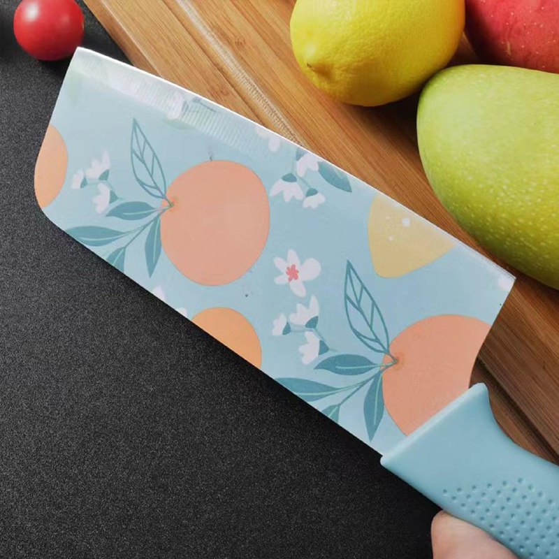 Printed Knife Set Of 3  Blue - Red - Green 