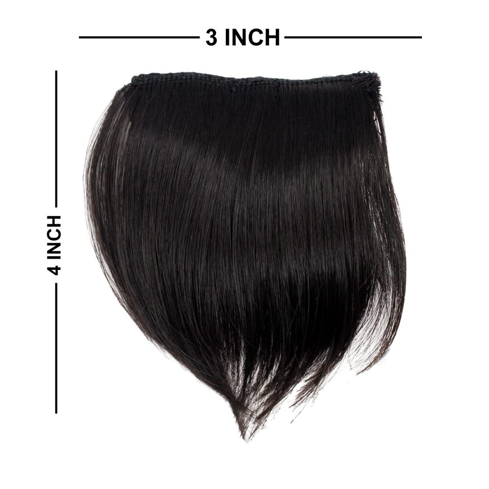 2 Clip Short Straight Invisible Clip In Synthetic Hair Extensions for Women and Girls Pack Of 1 (Natural Black Brown 4 Inch)