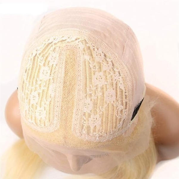 Straight Brazilian Real Human Hair Lace Part Bob Wig for Women Bleach Knots 180% Density 14Inch