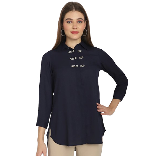 Ladies Party Wear Shirt - Color: Blue