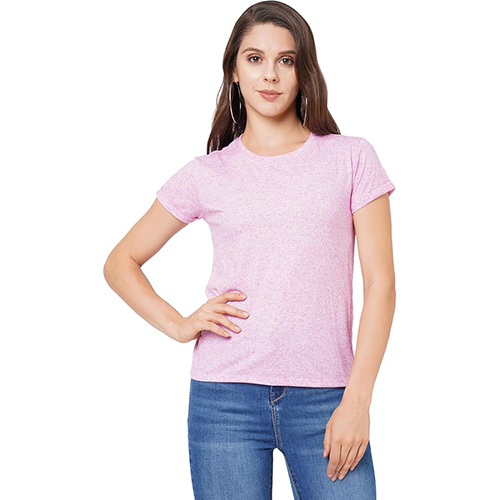 Pepe Jeans Ladies Regular Fit Solid T-Shirts - Color: Pink