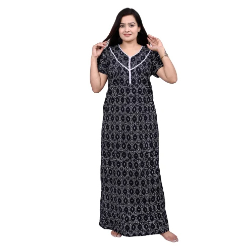Ladies Cotton Printed Half Sleeve Nighty