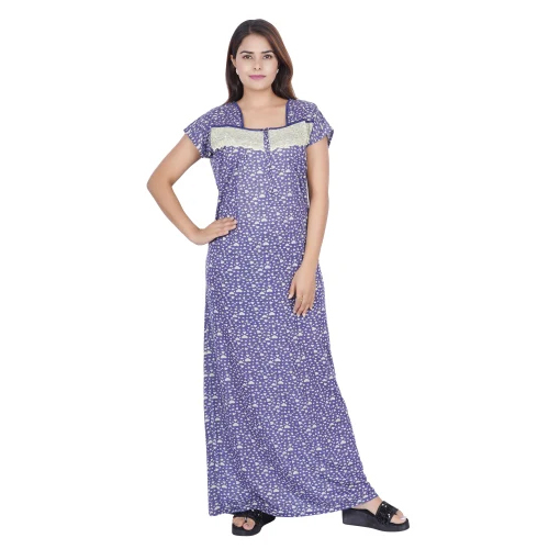 Purple Small Print Hosiery Nighty