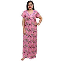 Ladies Hosiery Printed Nighty - Color: Pink
