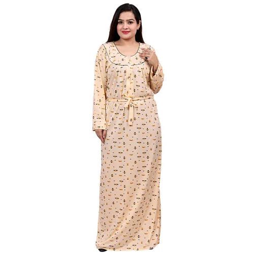 Ladies Hosiery Cotton Full Front Open Nighty Maxi