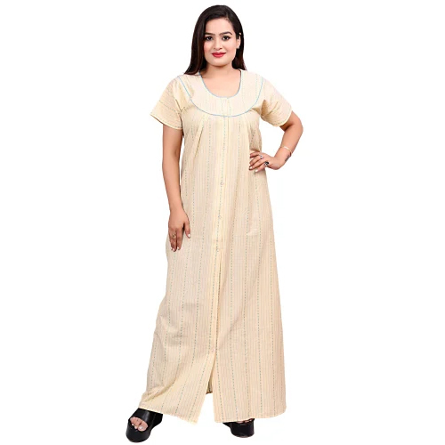Ladies Cotton Full Front Open Nighty