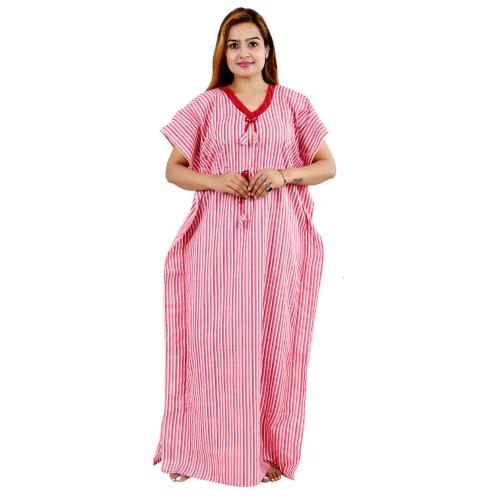 Ladies Pink Cotton Kaftan Nighty