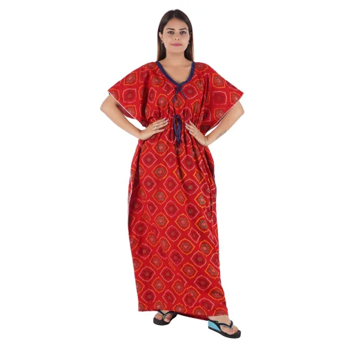 Printed Red Gujri Ladies Nighty