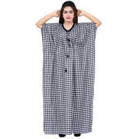 Ladies Check Print Cotton Kaftan Nighty