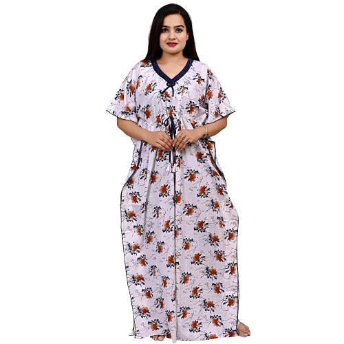 Ladies Cotton Flower Printed Kaftan Nighty