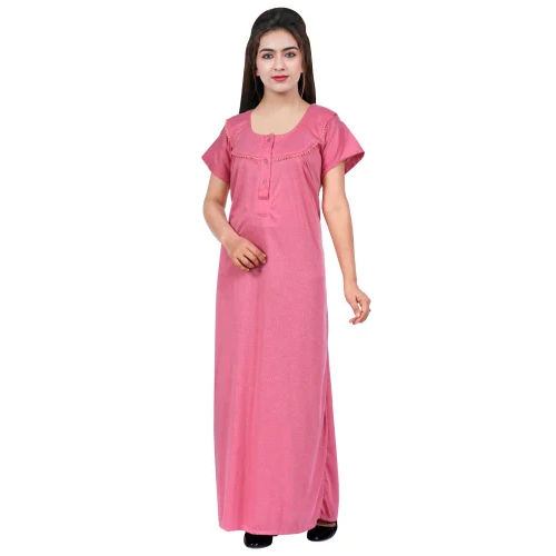 Ladies Cotton Hosiery Plain Night Gown