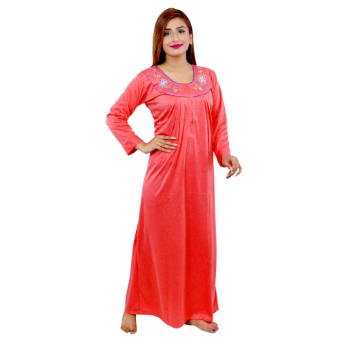 Hosiery Plan Full Sleeve Nightgown