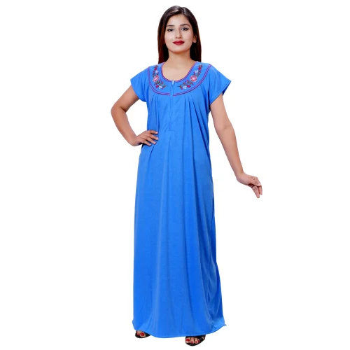 Ladies Plain Hosiery Cotton Nighty